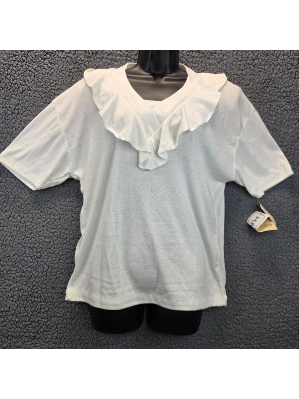 Vintage Ruffled Preppy Top S White Minimalist Boho Feminine Soft Girl Retro Twee